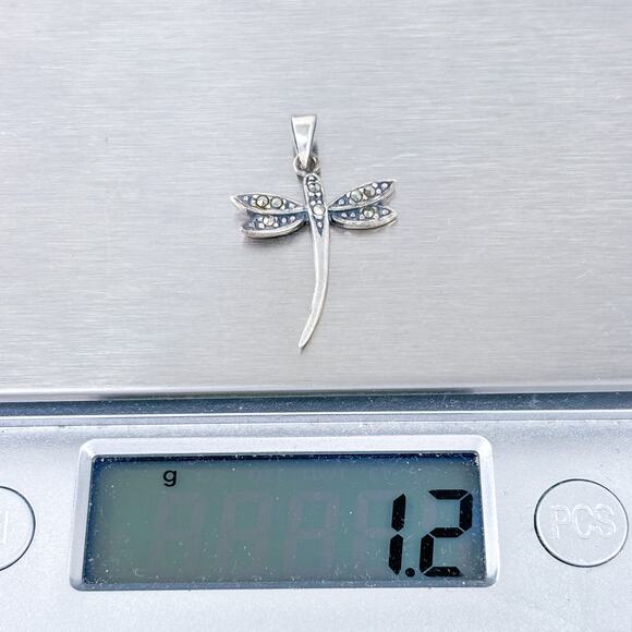Vintage Sterling Silver 925 | Marcasite Dragonfly Pendant - Picture 7 of 7